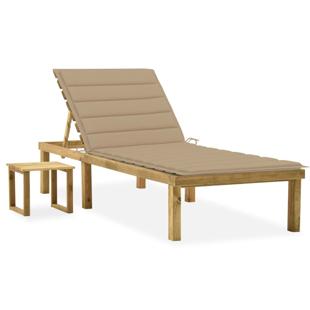 Transat chaise longue bain de soleil lit de jardin terrasse meuble d'extérieur 200 cm avec table et coussin pin imprégné 02_0
