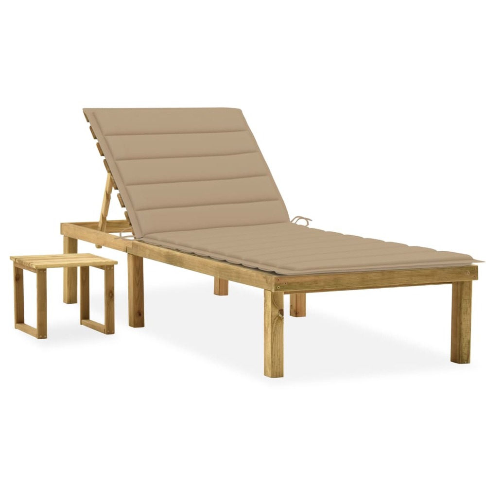Transat chaise longue bain de soleil lit de jardin terrasse meuble d'extérieur 200 cm avec table et coussin pin imprégné 02_0