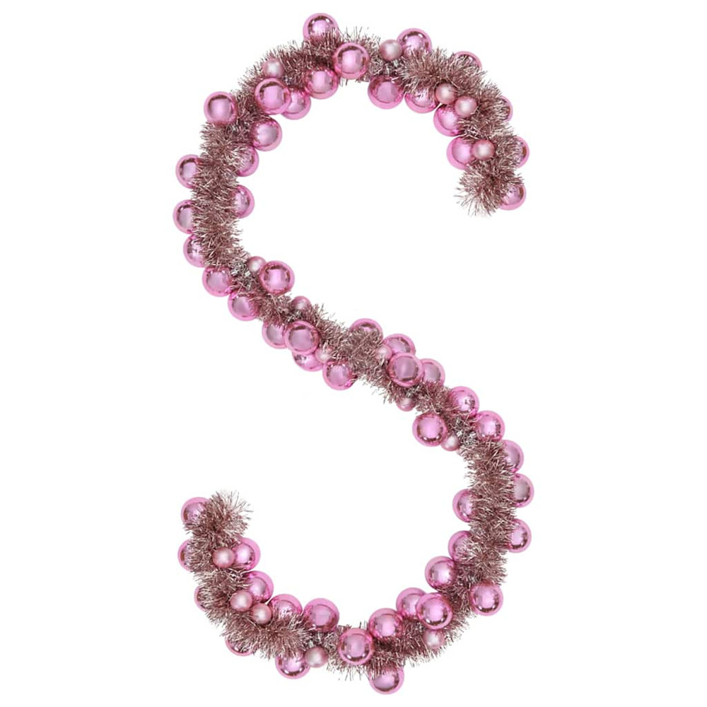 Guirlande de boules de noël rose 186 cm polystyrène
