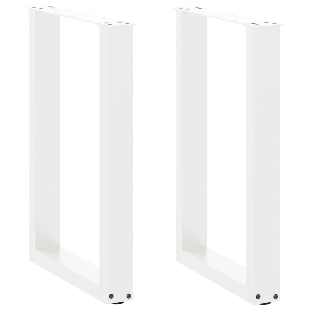 Pieds de table à manger en u, 2 pièces, blanc, 50 x (72-73) cm, acier