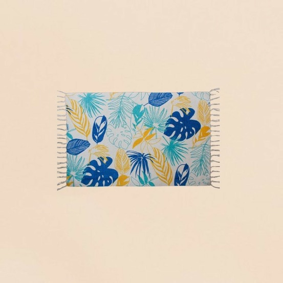 Tapis à franges en tissu motifs tropical 60x90cm