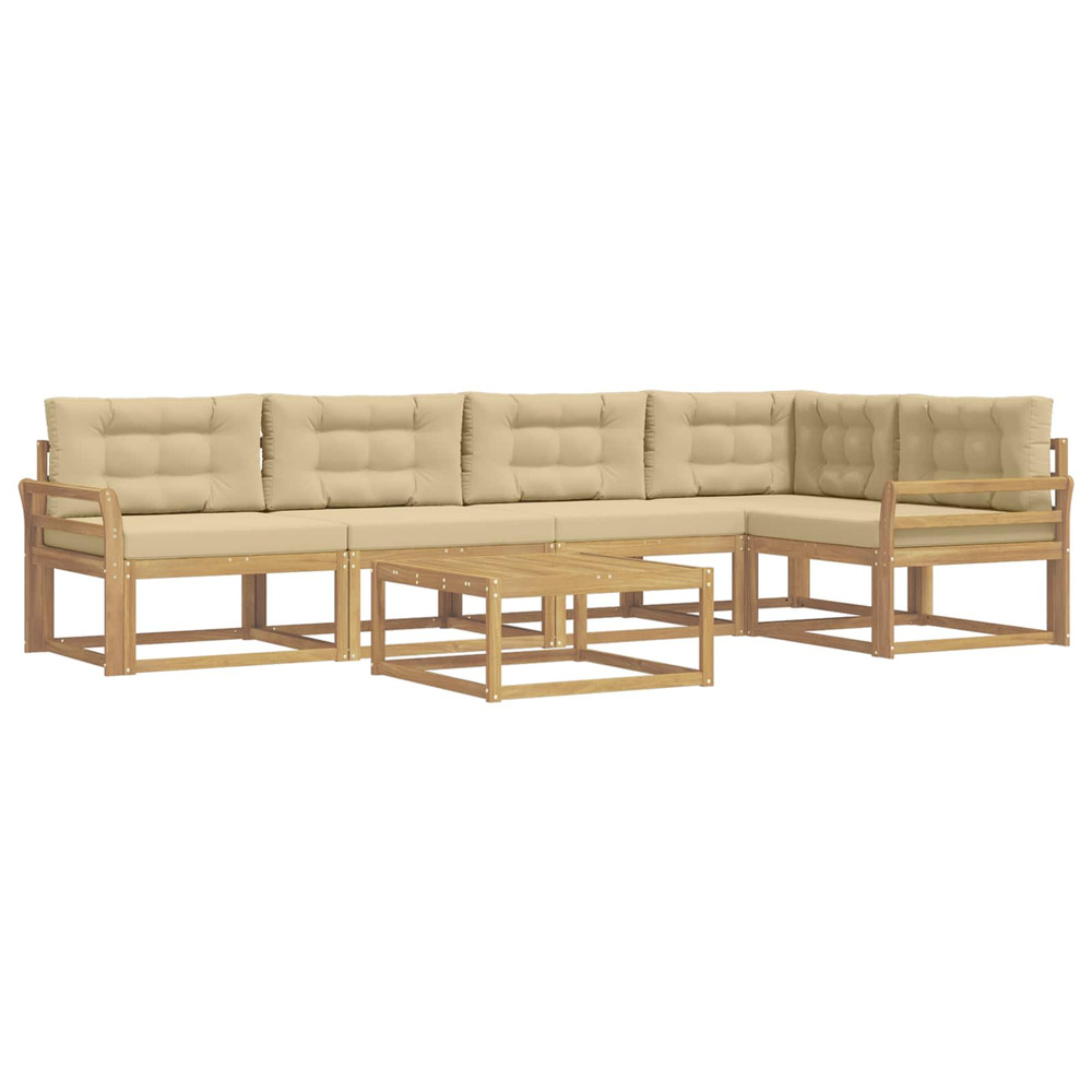 Ensemble de canapés d'extérieur 6 pcs blanc et beige
