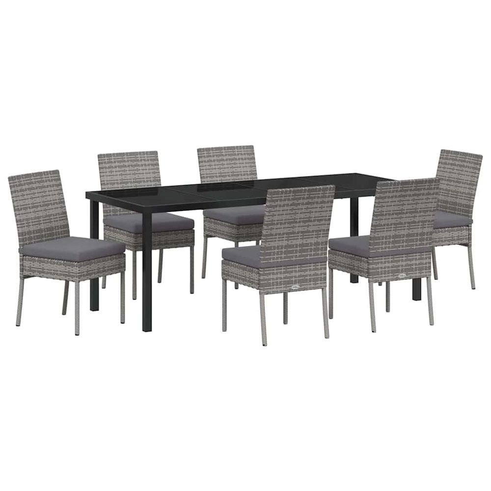 Ensemble de salle à manger pour jardin 7 pc gris