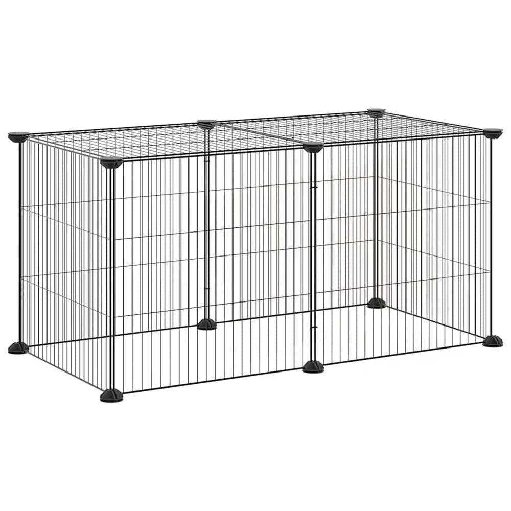 Cage animaux de compagnie à 8 panneaux noir 70x35x35 cm acier