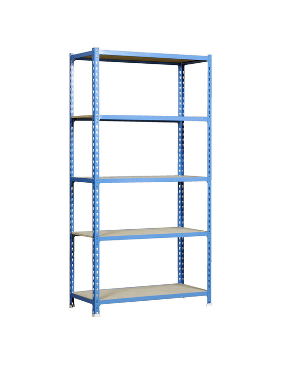 Etagère légère sans vis maderclick plus 5/400 bleu/bois bleu/bois 2000x1000x400 - simonrack