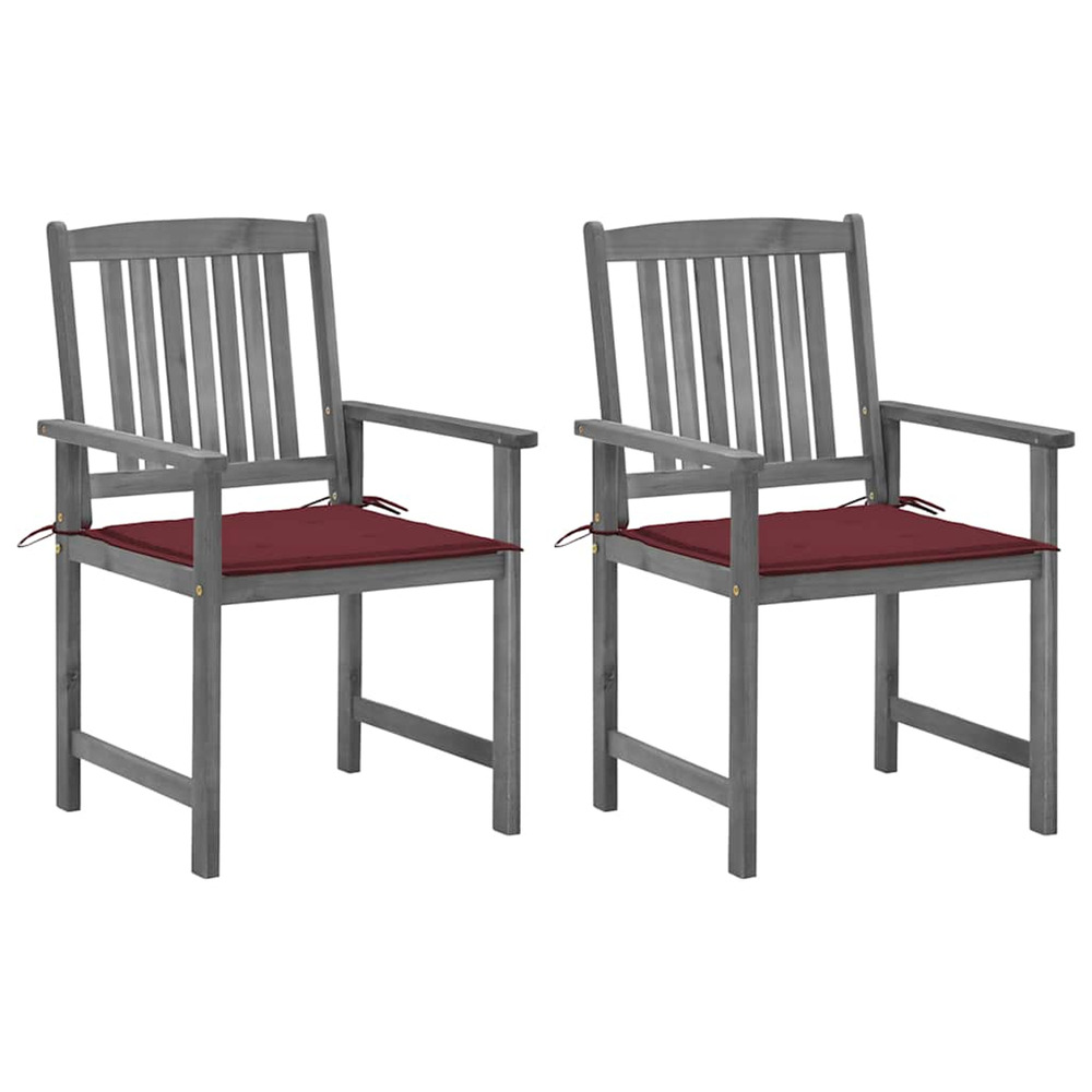 Chaises de jardin et coussins lot de 2 gris bois acacia massif