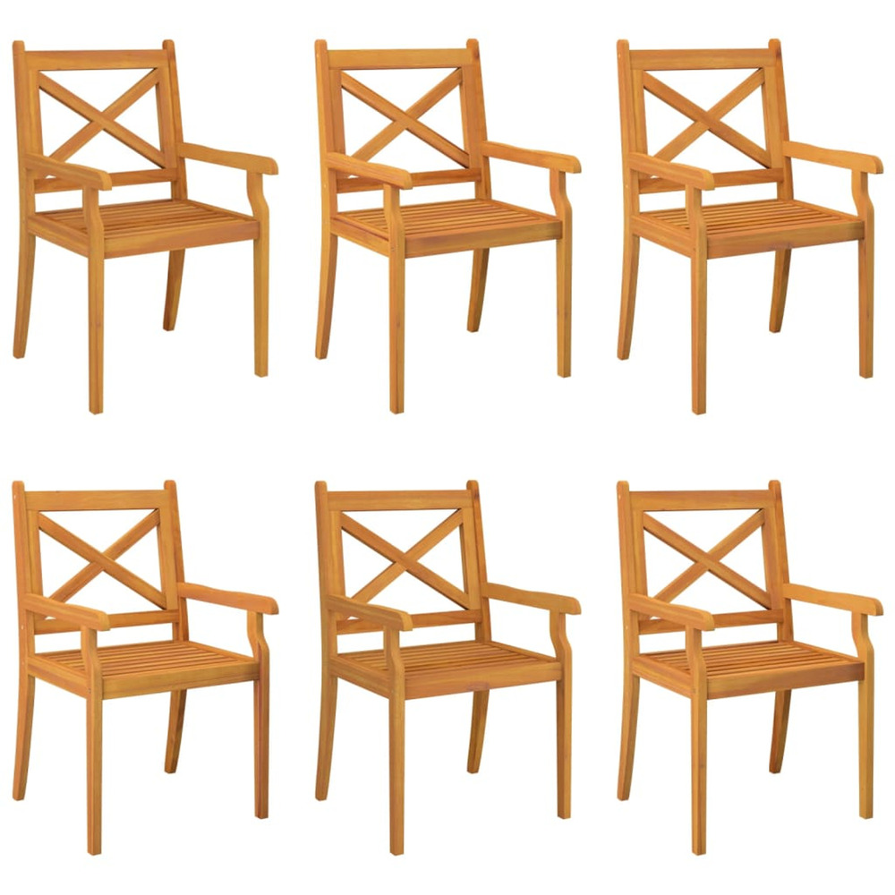 Chaises à manger d'extérieur lot de 6 bois d'acacia massif