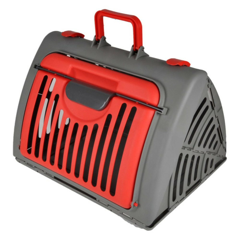 Caisse de transport pour chat pliable 46cm rouge