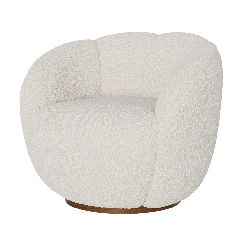 Ysé-fauteuil pivotant en tissu bouclé blanc