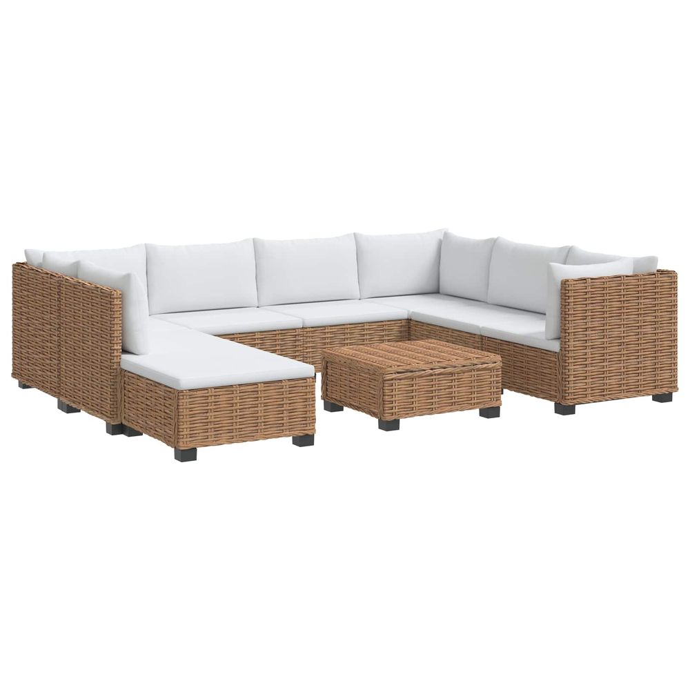 9 pc ensemble de salon en rotin avec coussins gendt naturel