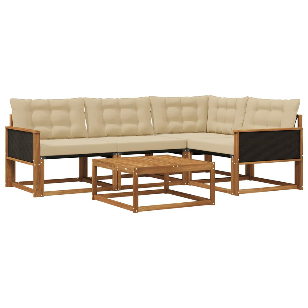 Ensemble de canapés d'extérieur 5 pcs naturel et beige