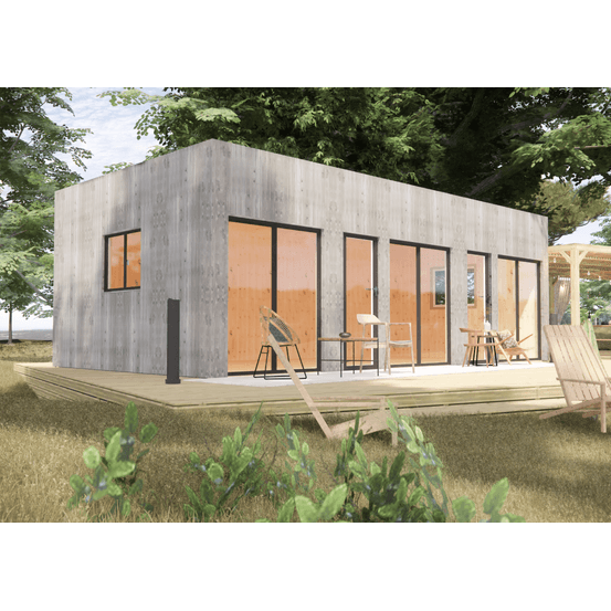 Bureau de jardin 4 saisons en bois 8,8 x 5,7 x 3,2 m / isolation re2020 / menuiseries alu k-line