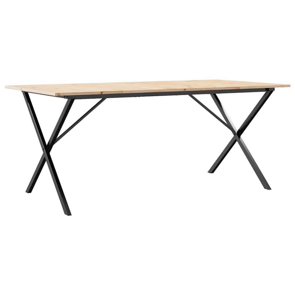 Table à manger cadre en x 180x90x75 cm bois de pin massif acier