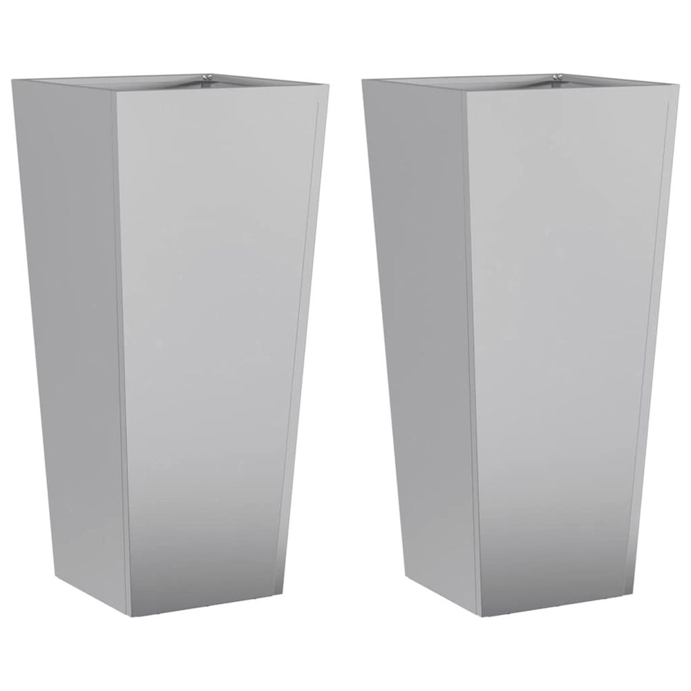 Jardinière d'extérieurs 2 pcs 35x35x75 cm acier galvanisé