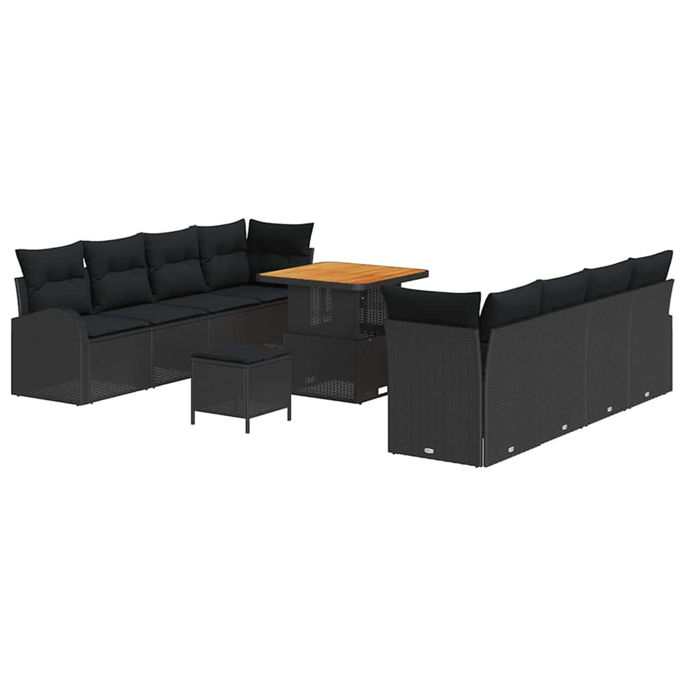 Ensemble de canapé de jardin avec coussin 11 pcs noir