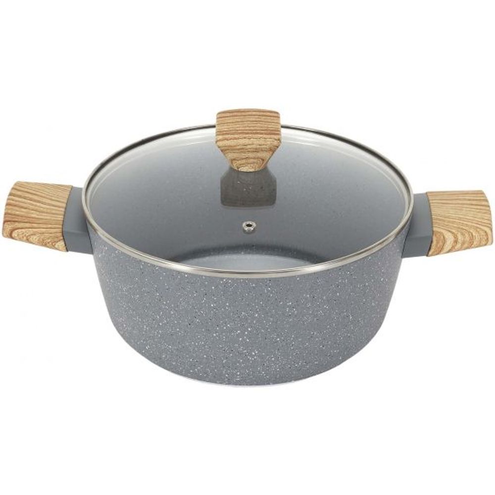 Faitout en aluminium forgé poignées effet bois 24 cm