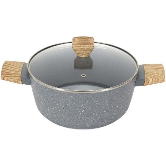 Faitout en aluminium forgé poignées effet bois 24 cm