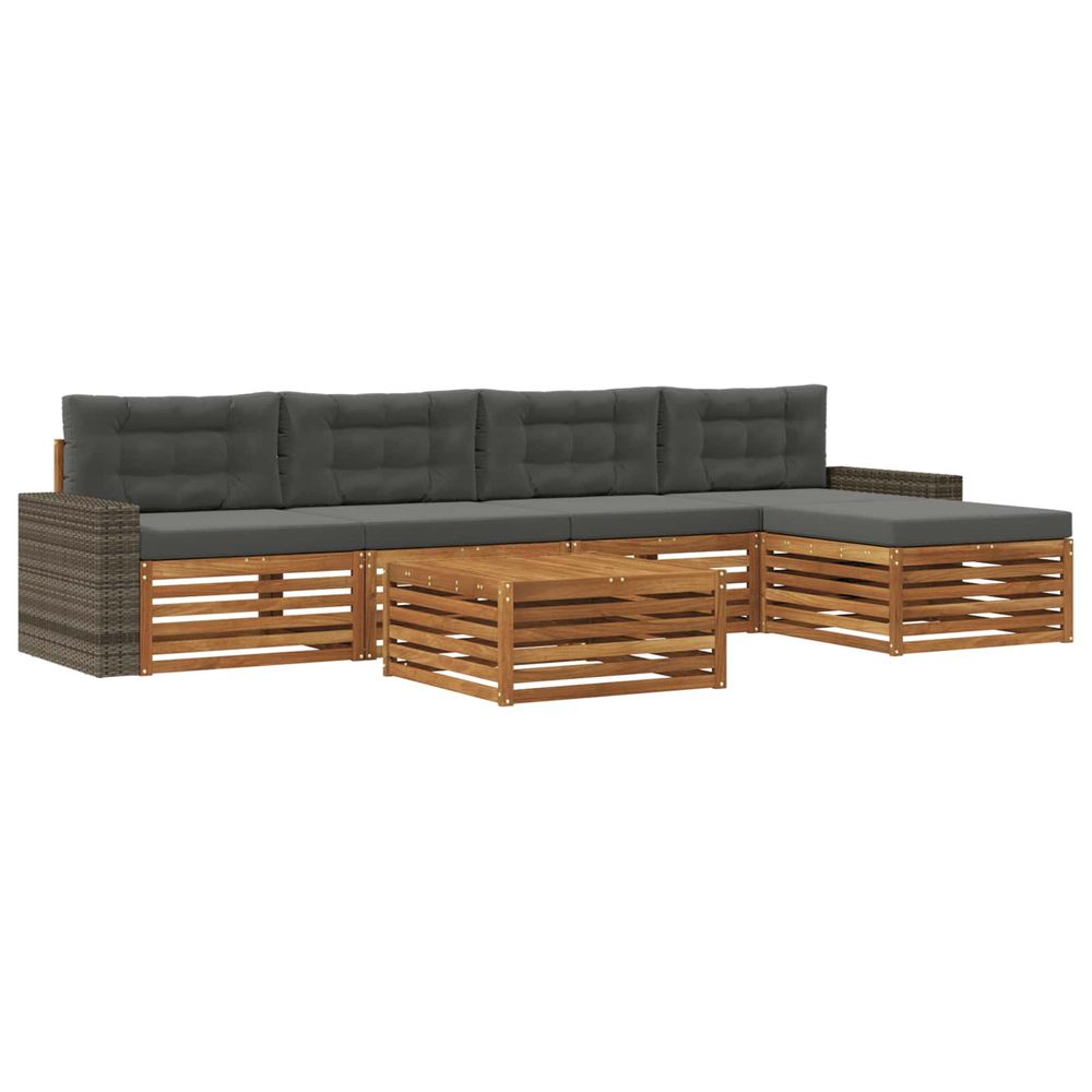 Ensemble de canapés d'extérieur 6 pc naturel et anthracite