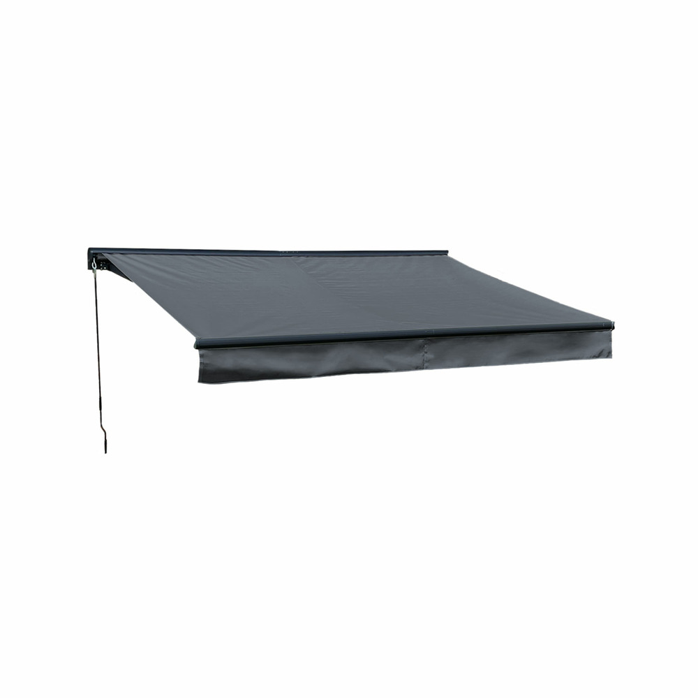 Store banne saule 2,95×2,5m avec semi-coffre toile anthracite et structure grise