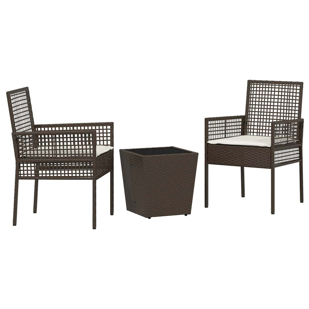 Ensemble bistro de jardin 3 pcs marron polyrotin
