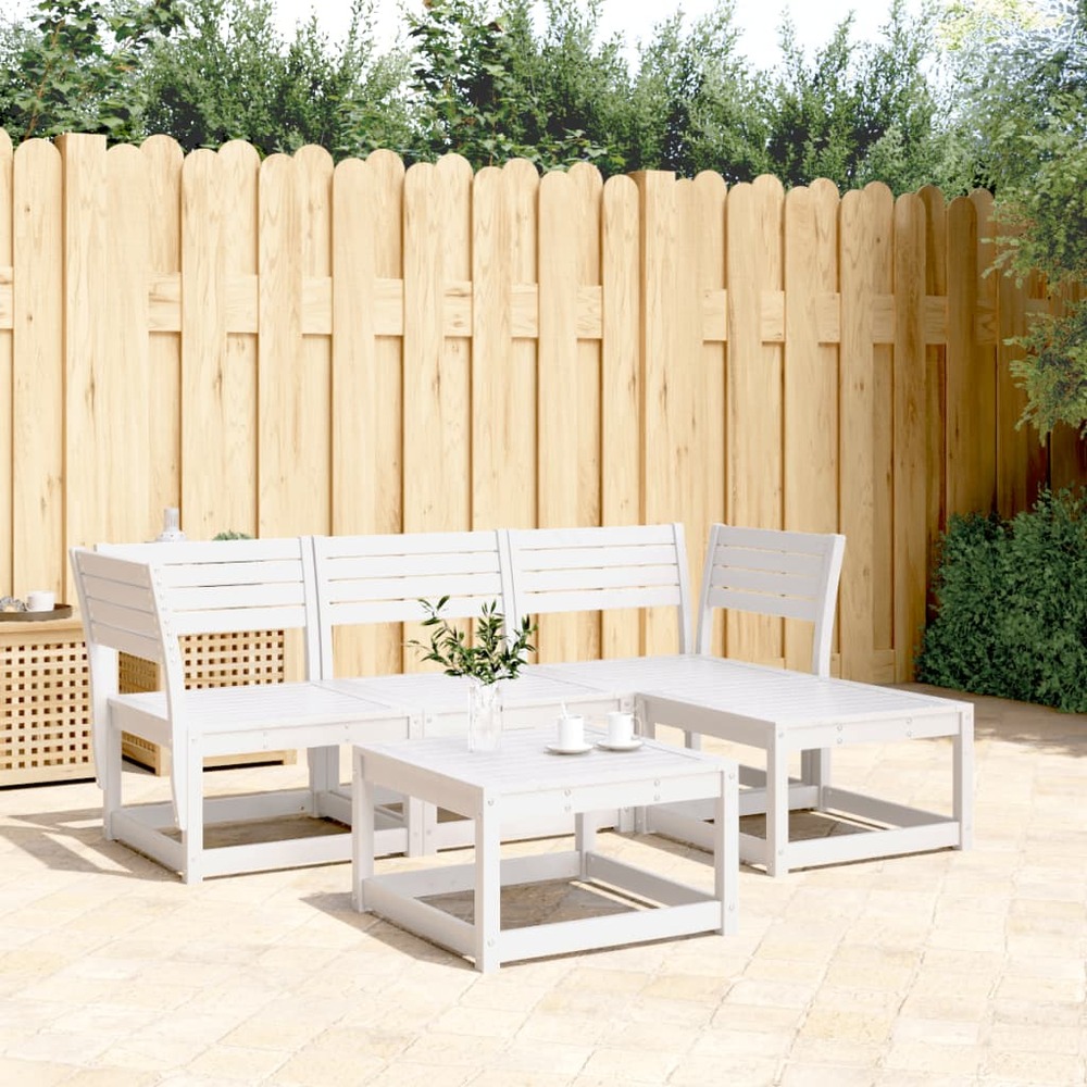 Salon de jardin 4 pcs blanc bois de pin massif