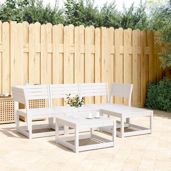 Salon de jardin 4 pcs blanc bois de pin massif