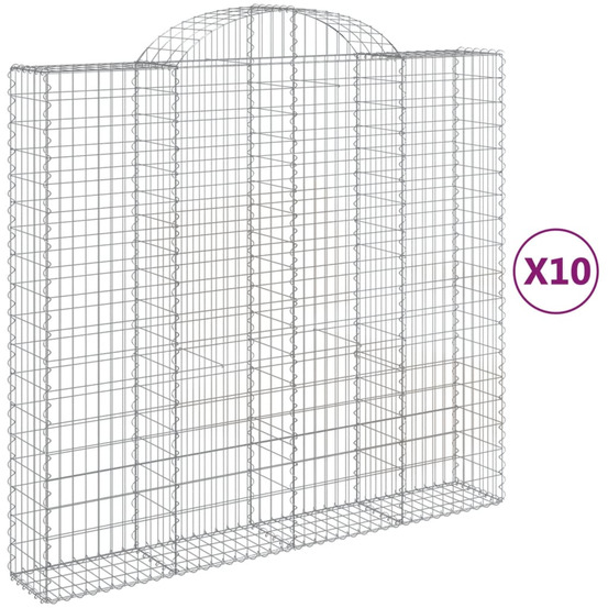 Paniers à gabions arqués 10 pcs 200x50x180/200 cm fer galvanisé