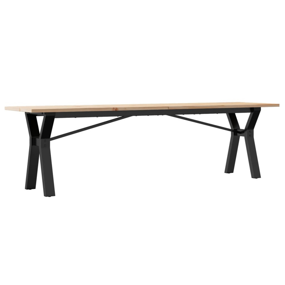Table basse cadre en y 160x40x45 cm bois de pin massif et acier