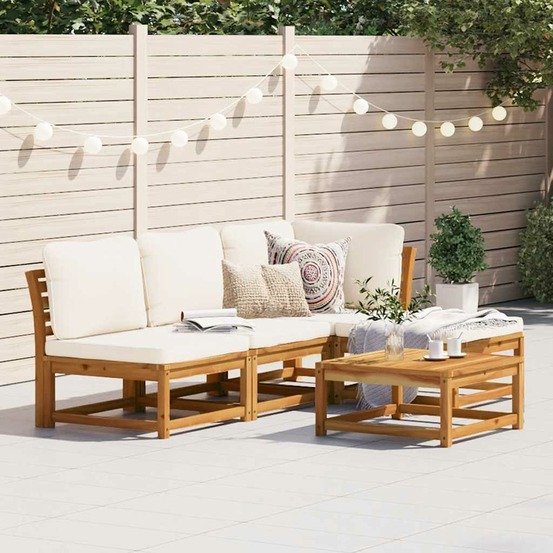 Salon de jardin avec coussins 5 pcs bois d'acacia solide