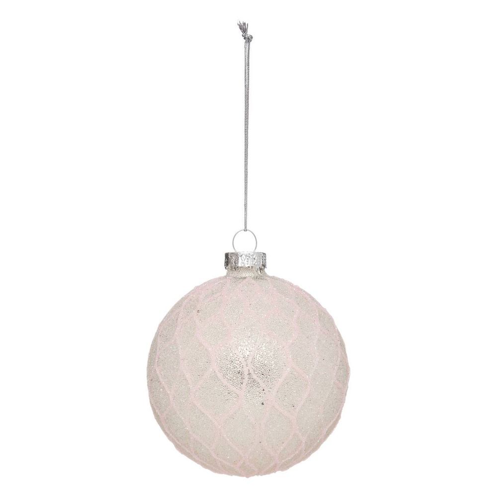 Boule de noel verre 70 mm alvéole blanc