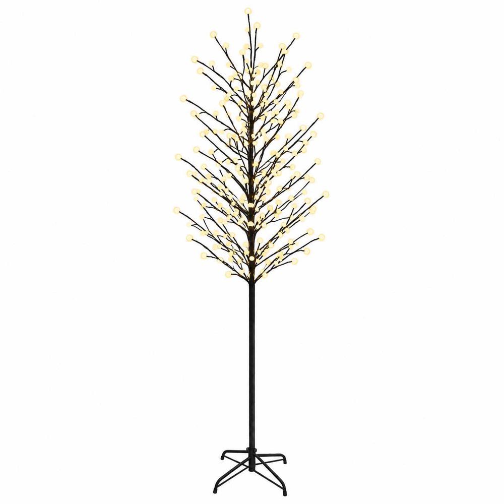 Sapin de noël à boules led noir 240 cm acier 280 led