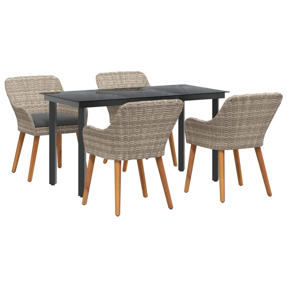 Ensemble de salle à manger pour jardin 5 pc gris clair