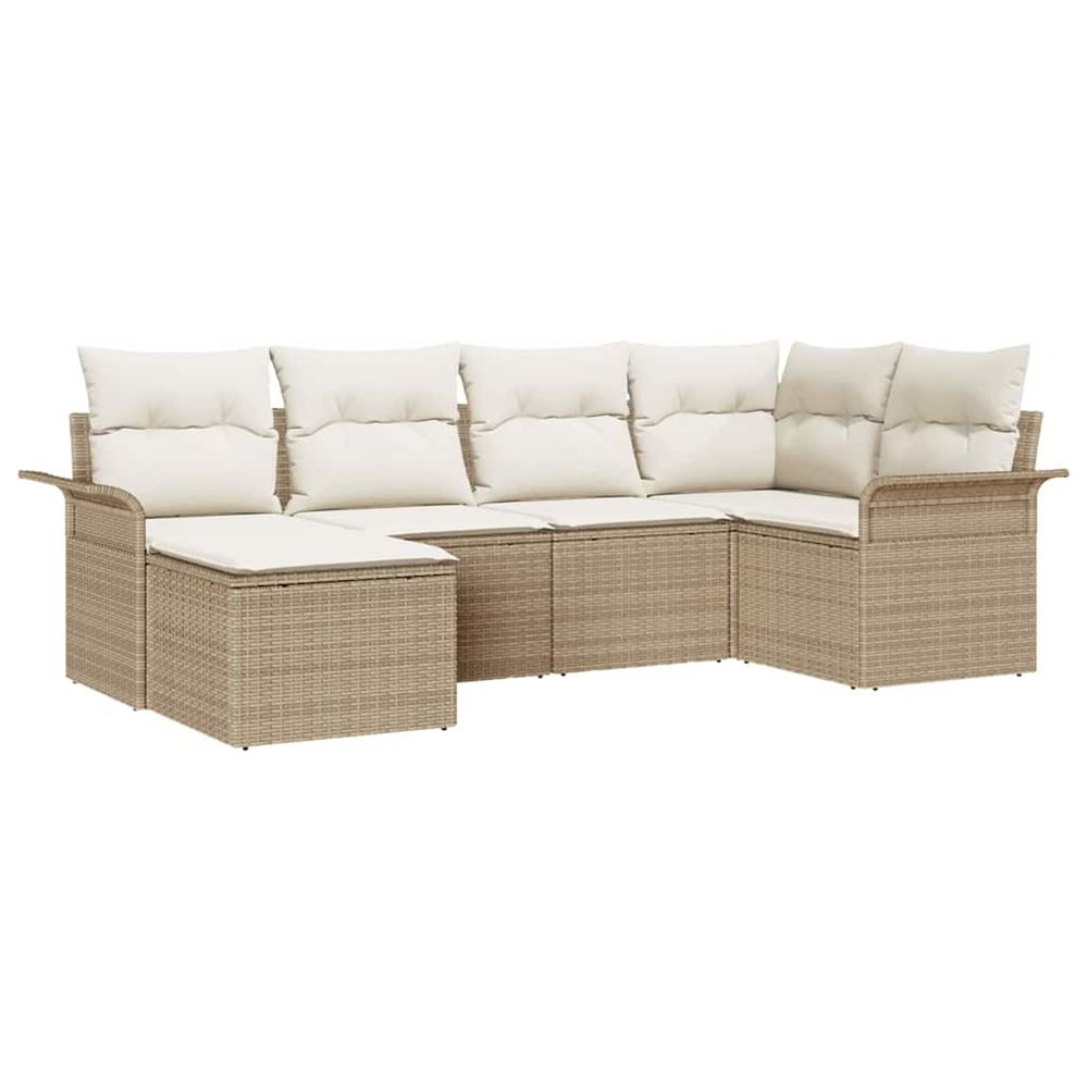 Ensemble de canapé de jardin 6 pc beige polyrotin