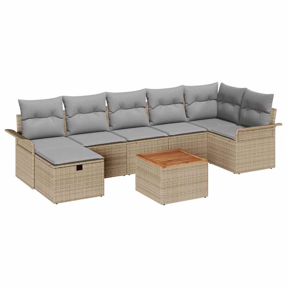 Ensemble de canapé de jardin 8 pc beige poly rotin