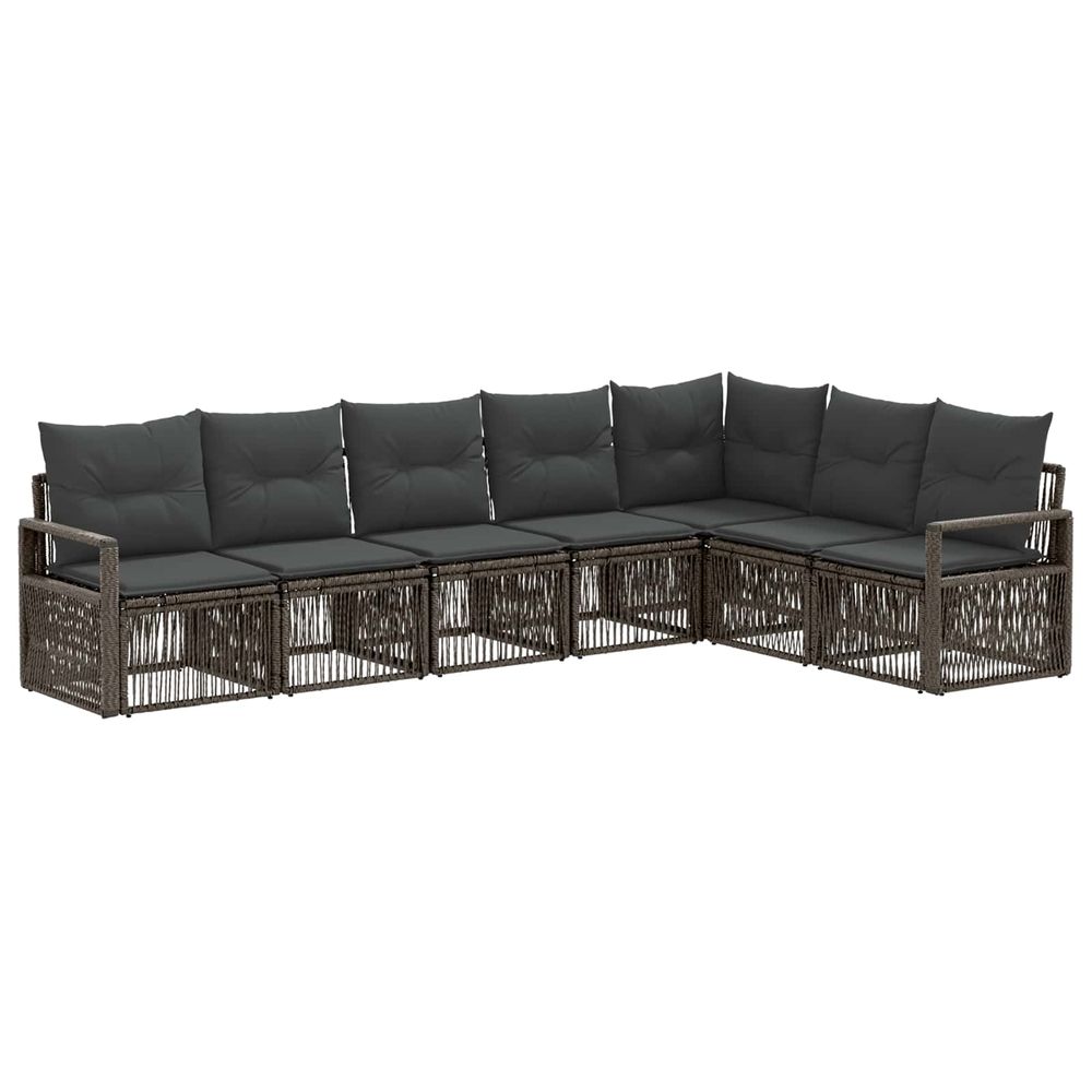 Ensemble de canapé de jardin 7 pc gris polyrotin