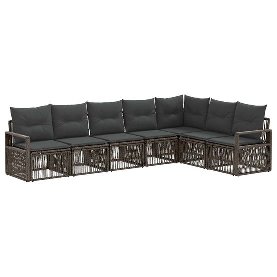 Ensemble de canapé de jardin 7 pc gris polyrotin