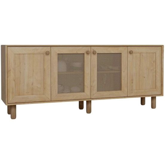 Buffet 4 portes en aggloméré bohemian noyer avec cannage (2 portes)
