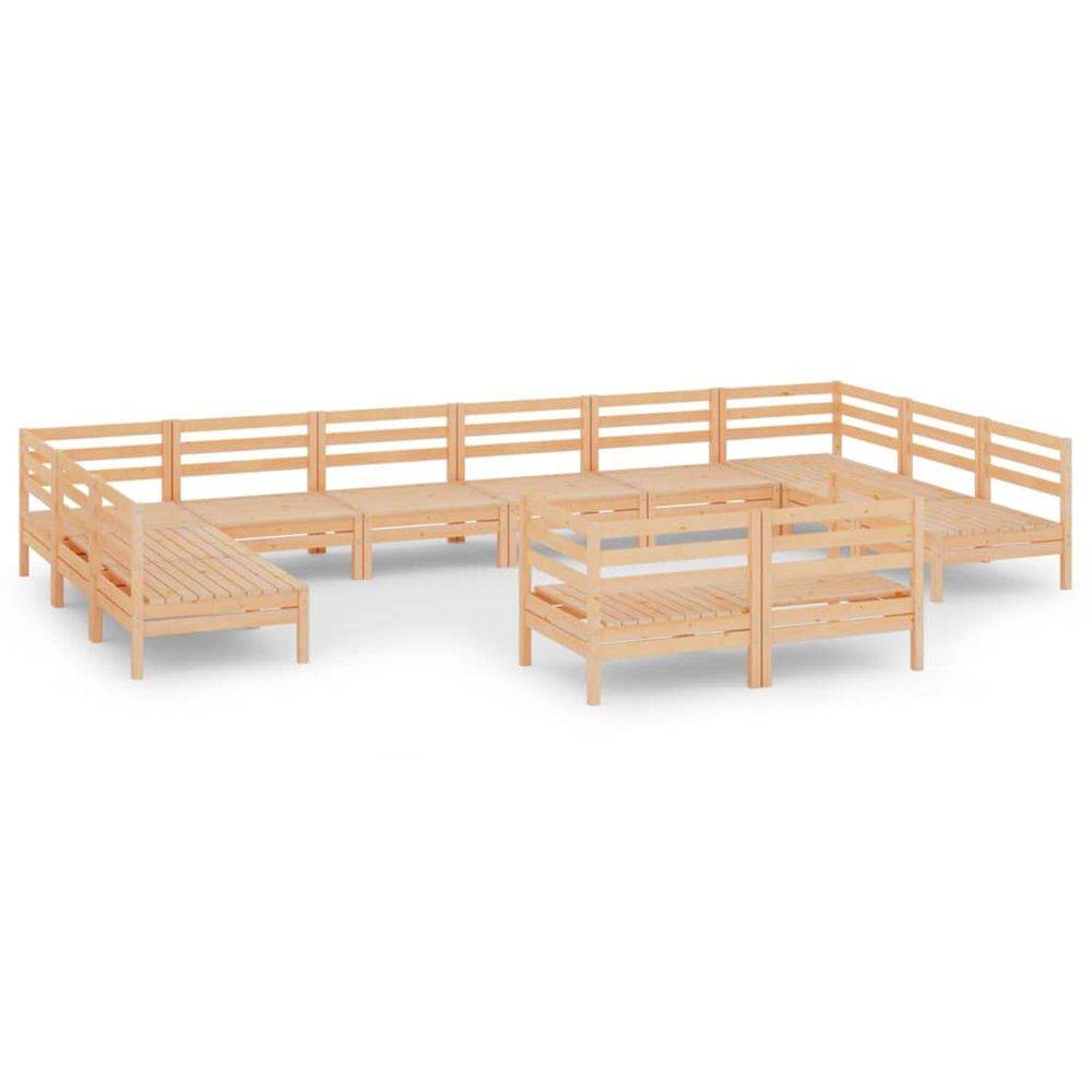 Salon de jardin 12 pcs bois de pin massif