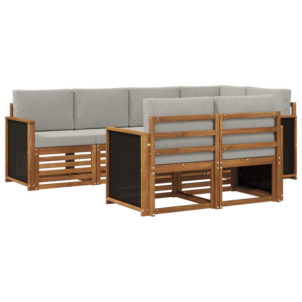 Ensemble de canapés d'extérieur 6 pc naturel et gris clair