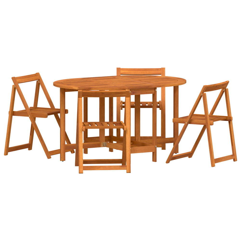 Ensemble de repas de jardin pliant 5 pièces - bois d'acacia solide