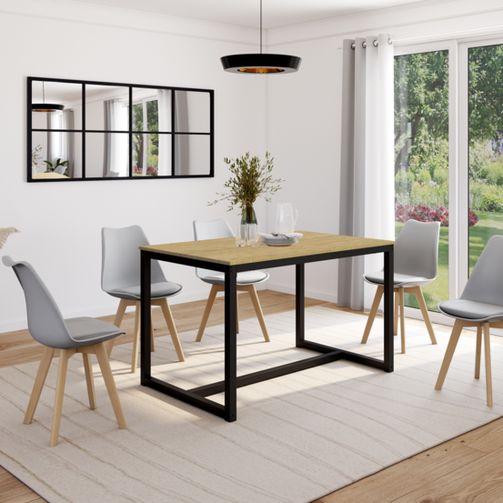 Table à manger rectangle detroit 6 personnes design industriel 120 cm