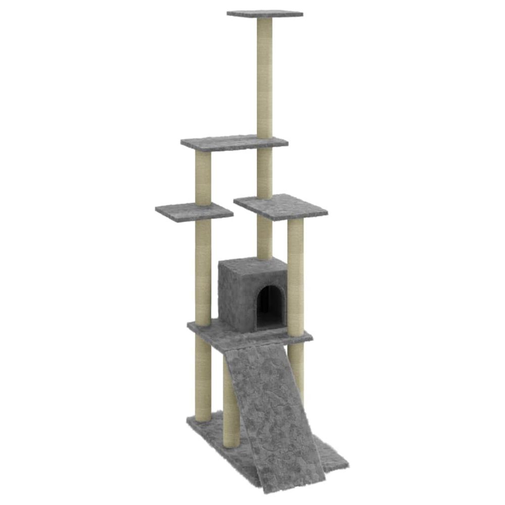 Arbre à chat avec griffoirs en sisal gris clair 155 cm