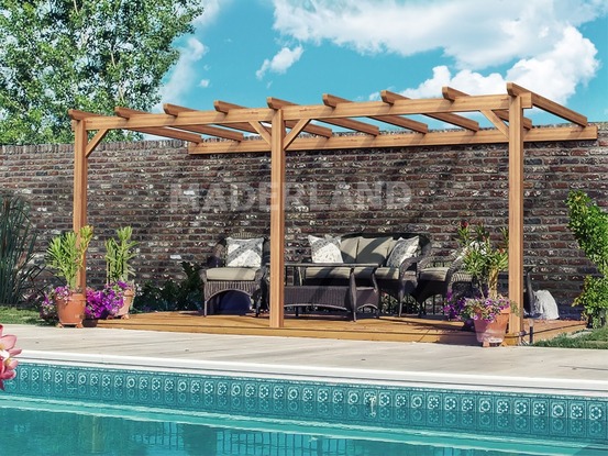 Pergola en bois adossée - modèle palma - 600 x 300 cm