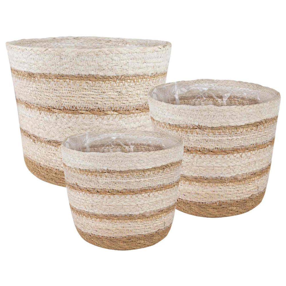 Paniers plantes cache-pots herbe de mer salon décoration 26x19cm naturel 3pcs
