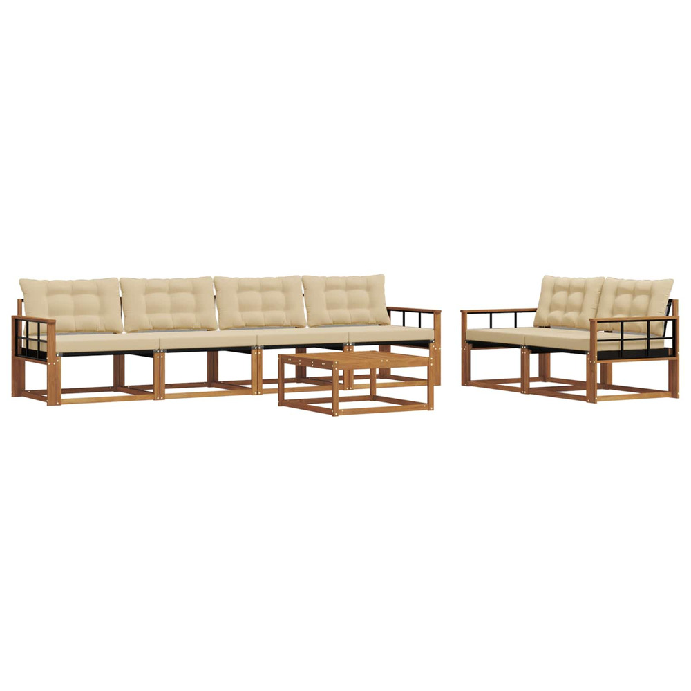 Ensemble de canapés d'extérieur 7 pcs naturel et beige