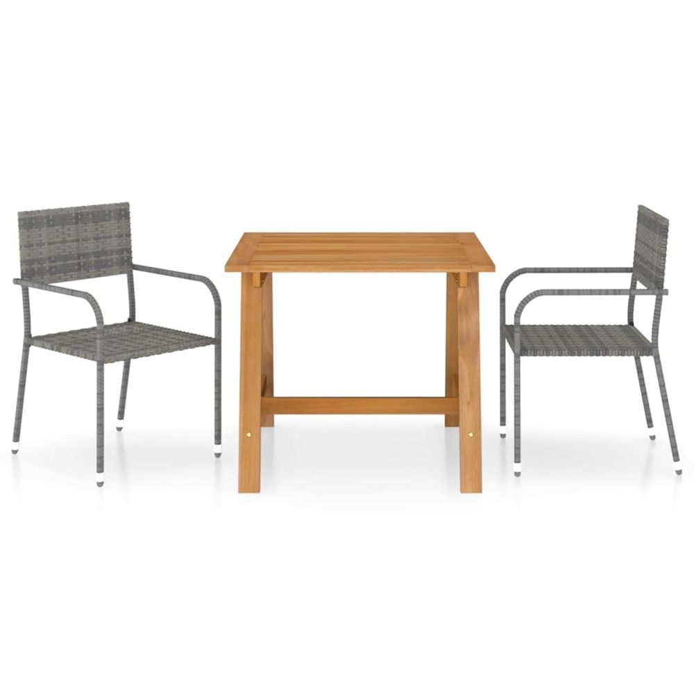 Ensemble à manger de jardin 3 pcs gris