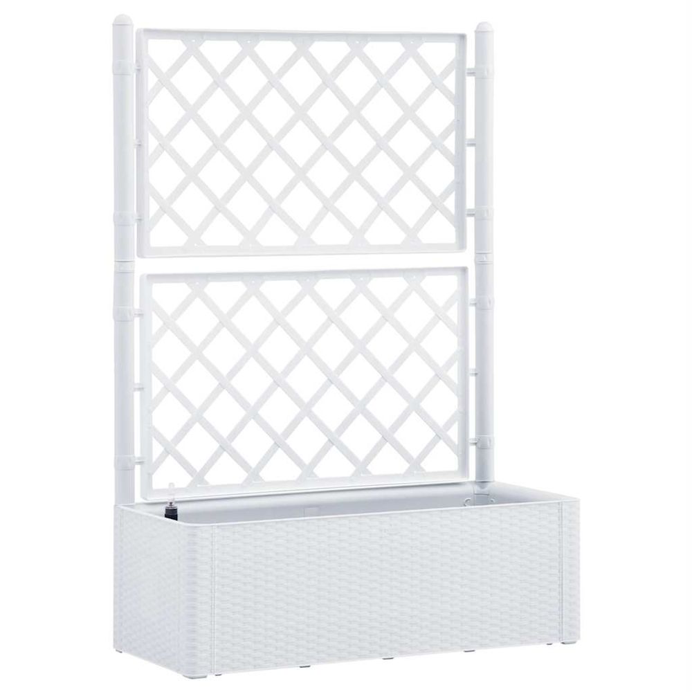 Lit surélevé de jardin et treillis et système d'arrosage blanc