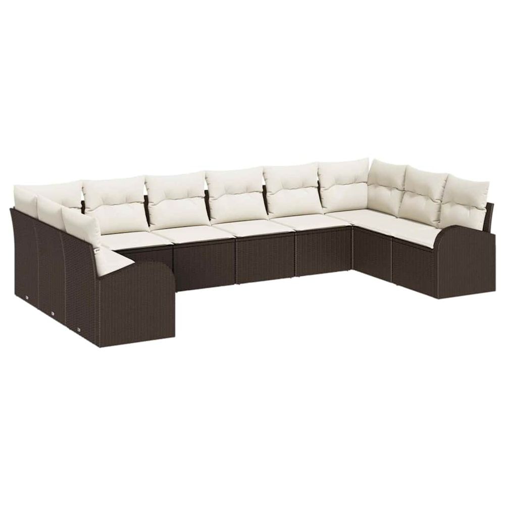Ensemble de canapé de jardin 10 pc marron et blanc polyrotin