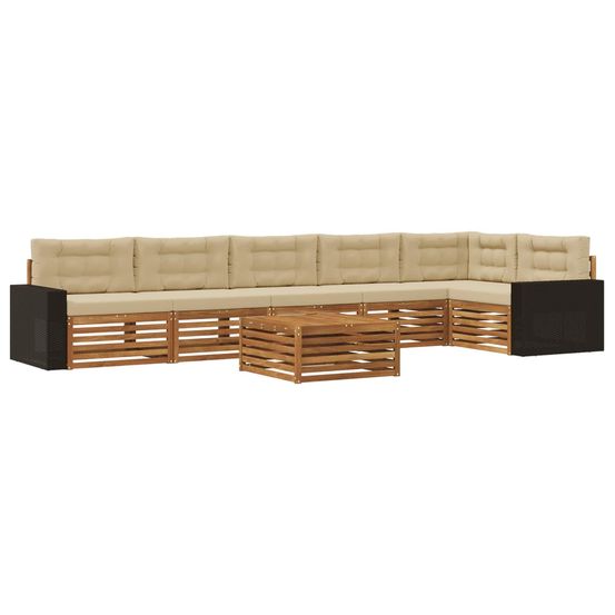 Ensemble de canapés d'extérieur 7 pc naturel et beige polyester