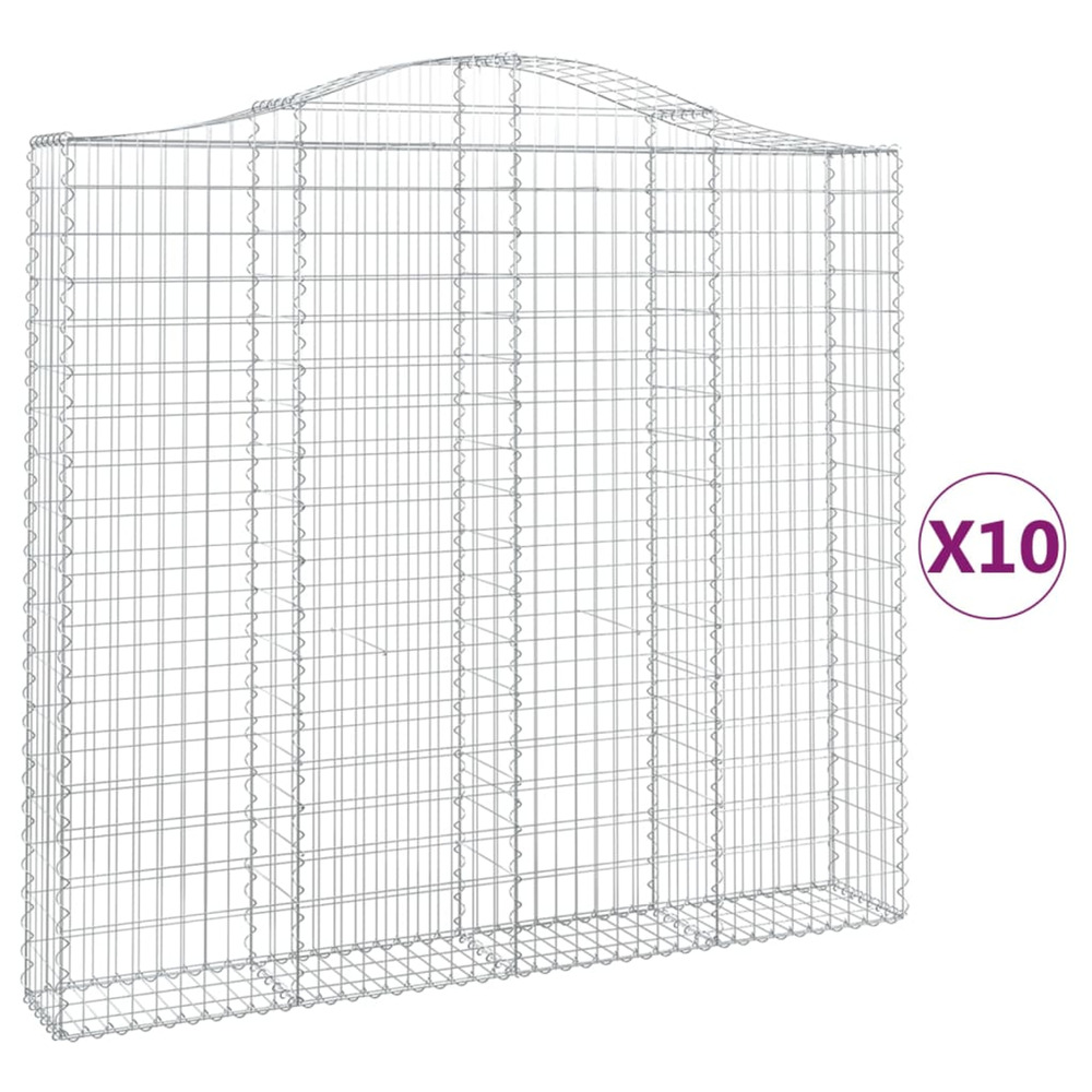 Paniers à gabions arqués 10 pcs 200x30x180/200 cm fer galvanisé